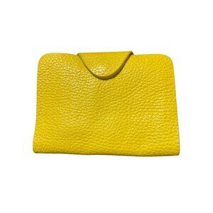 Bo Bo Bags CA Genuine Leather Mustard Yellow Wallet Polka Dot Lining Snap Cards